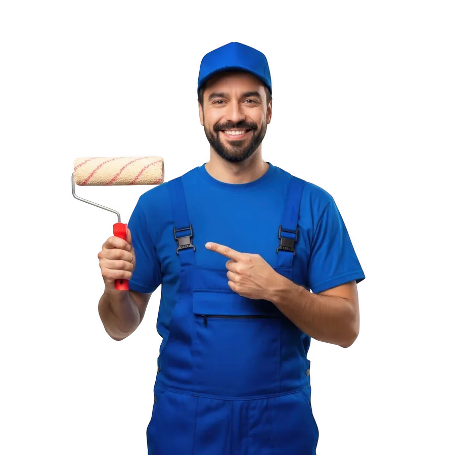 Painter holding a paint roller